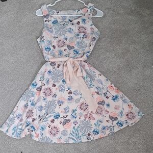 Floral Kids Dress with Pink and Blue Accents
